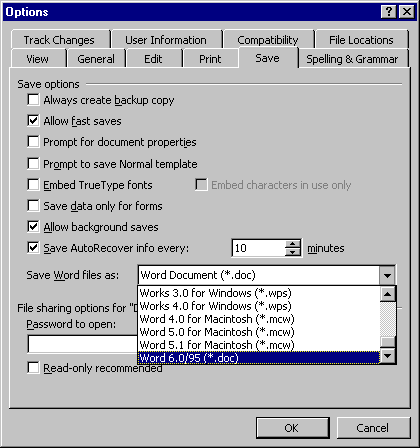 Word 97 File Format Change